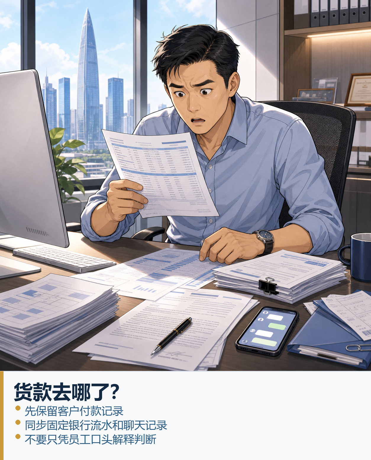 企业负责人发现客户货款未进入公司账户