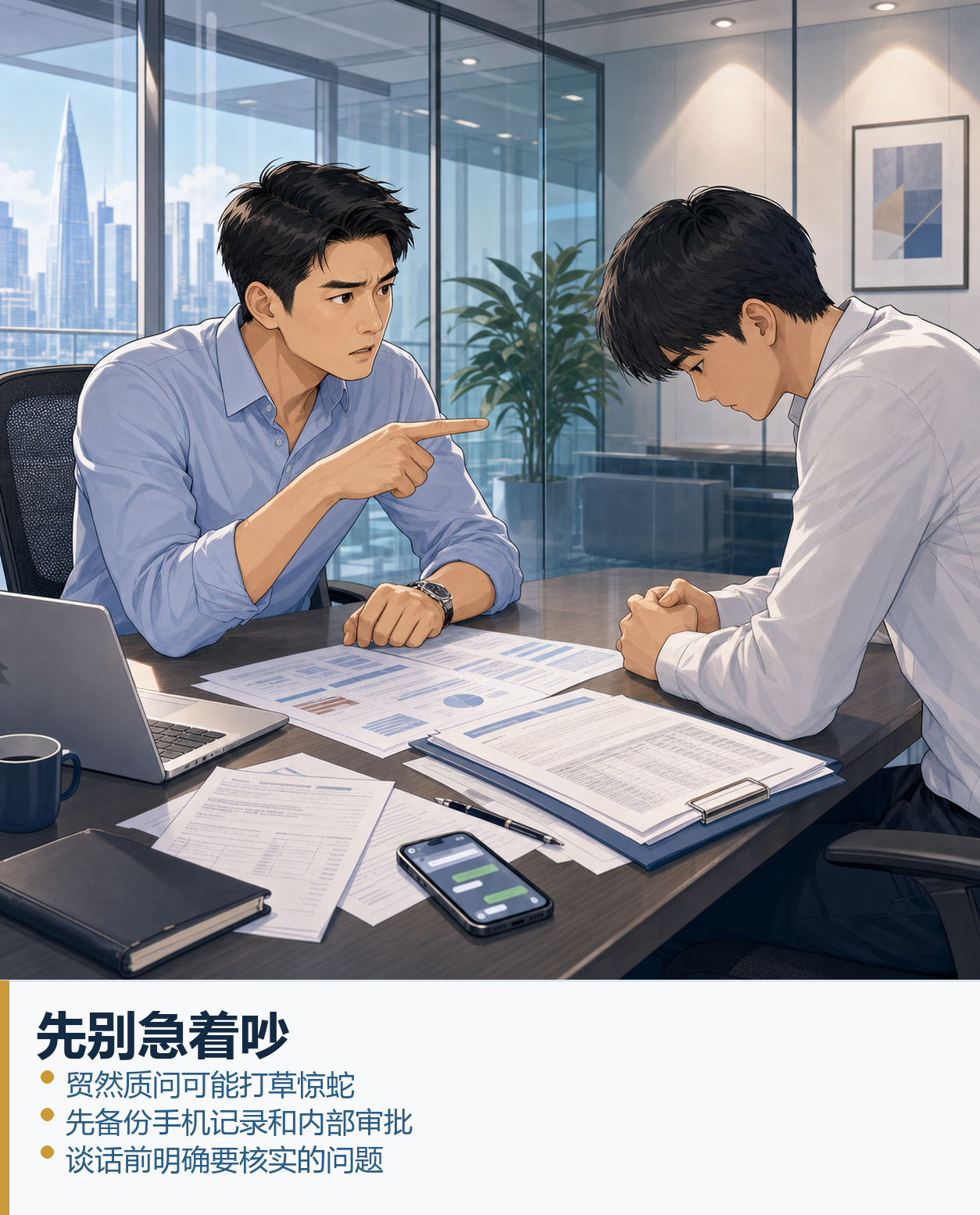 企业负责人准备质问员工