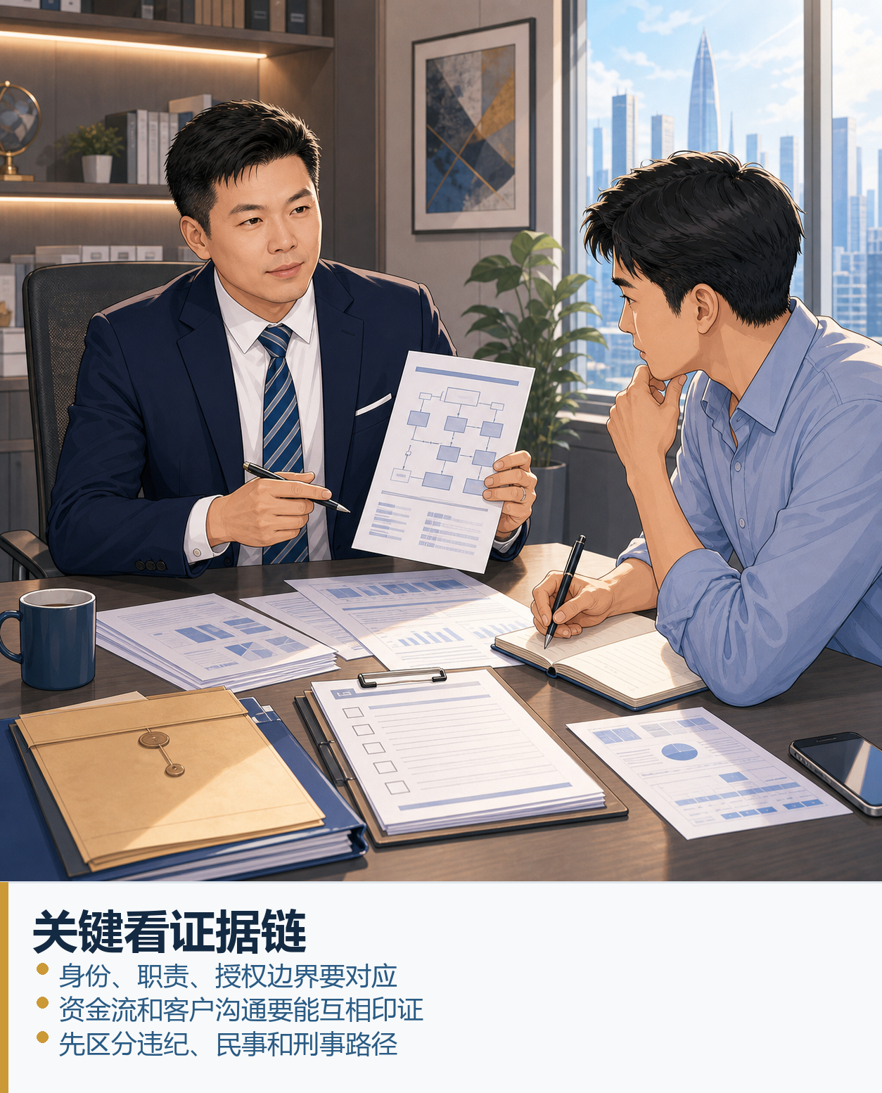 律师梳理银行流水、合同和授权文件