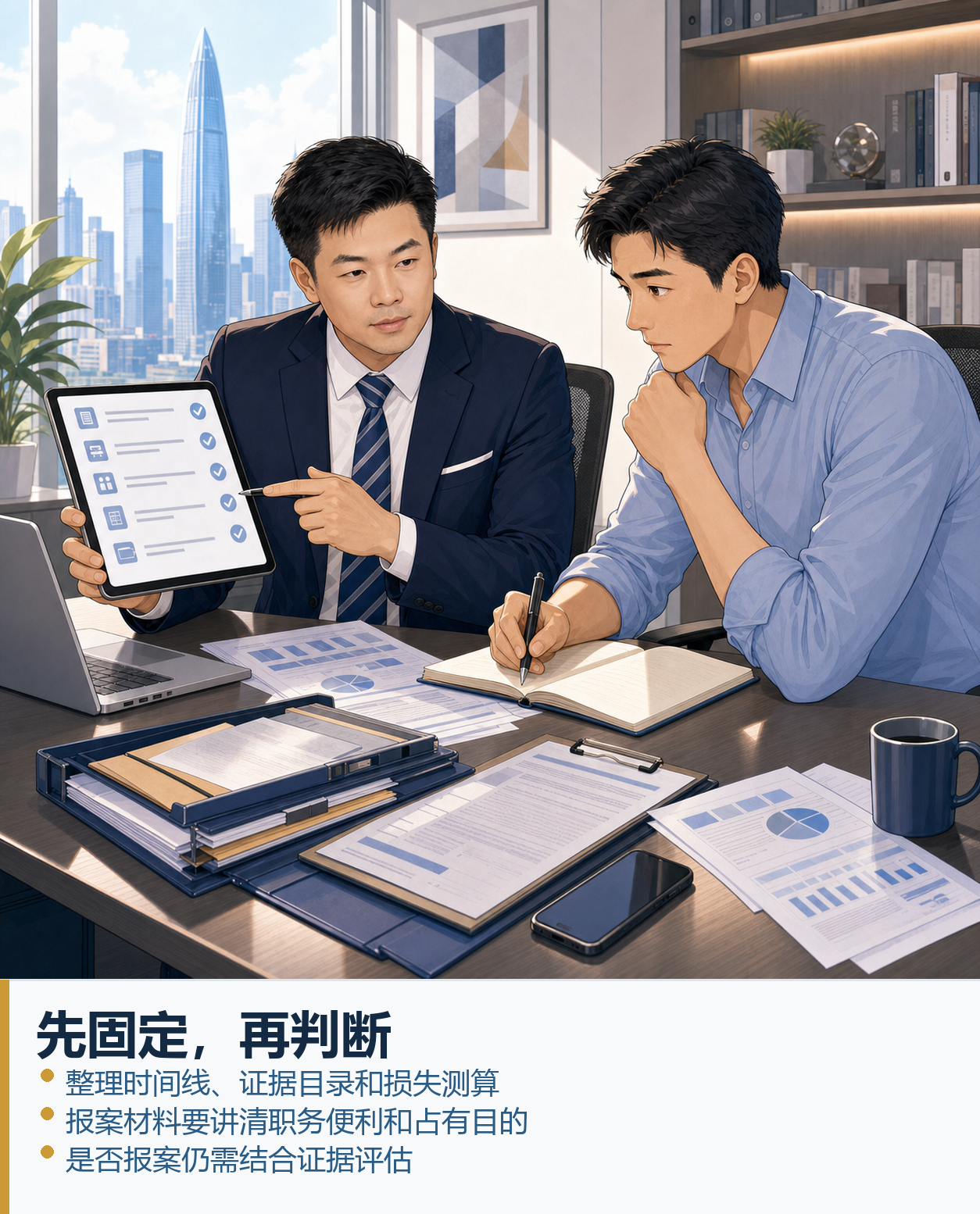 律师与企业负责人形成证据清单和处理路径